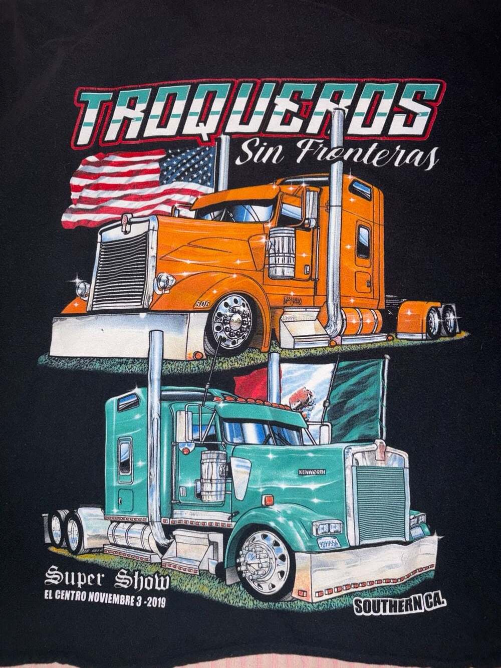 Pacific Troqueros Sin Fronteras T-Shirt Size XXL Black